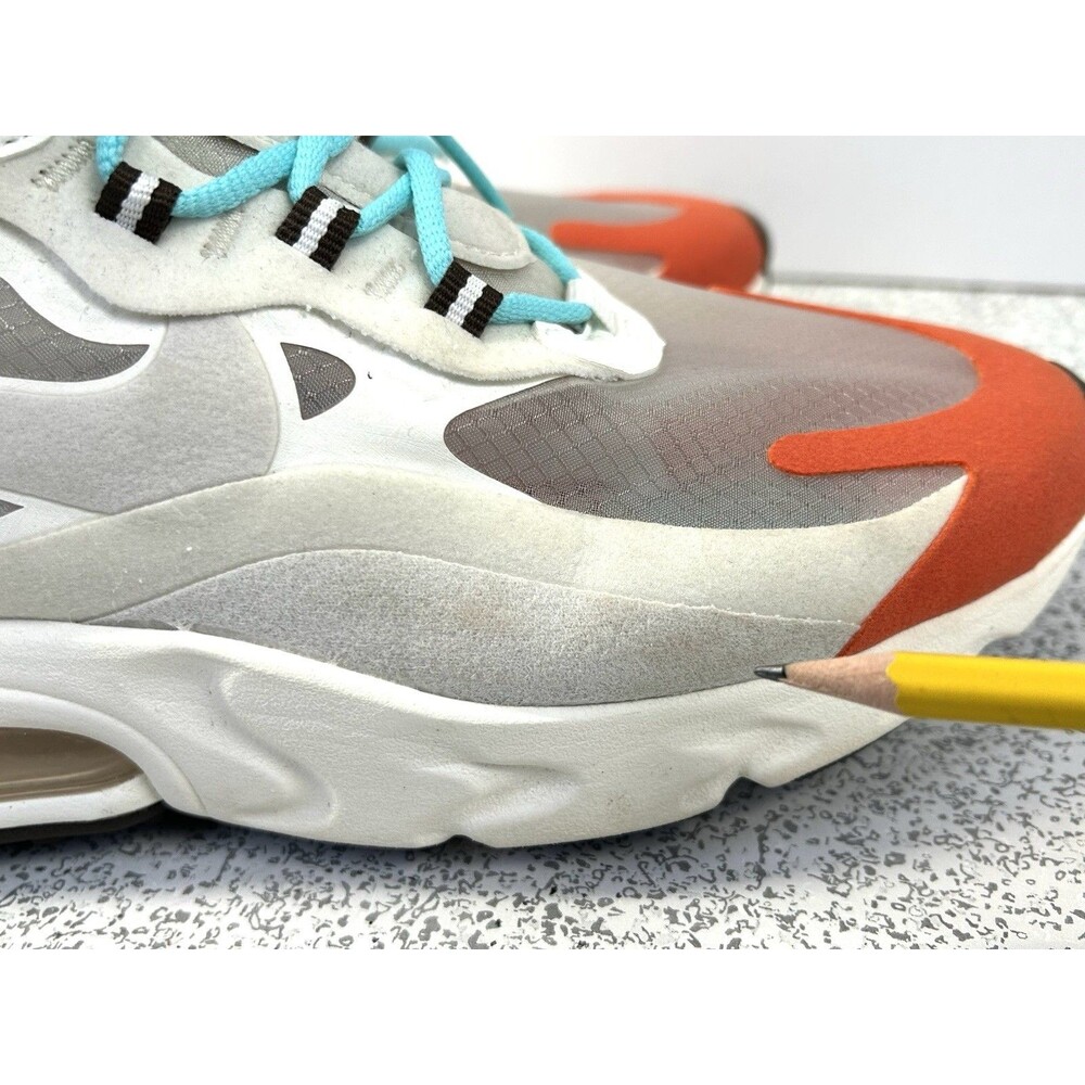 Nike Air Max 270 React Women's Size 8 Running Shoes Beige Chalk Orange - Picture 8 of 14